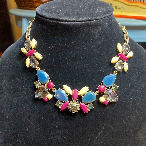 Bundle/Lot of 2 J Crew Bold Statement Necklaces Chunky Geometric Lucite Crystal - Picture 2 of 7